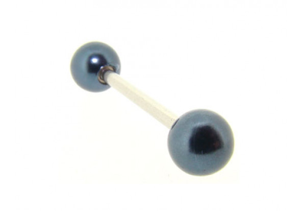 Piercing barbell nacrée grise