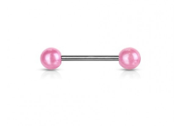 Piercing barbell perle nacrée rose
