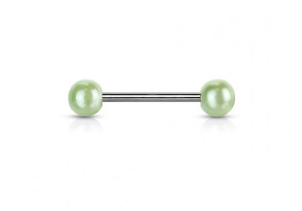 Piercing barbell perle nacrée vert