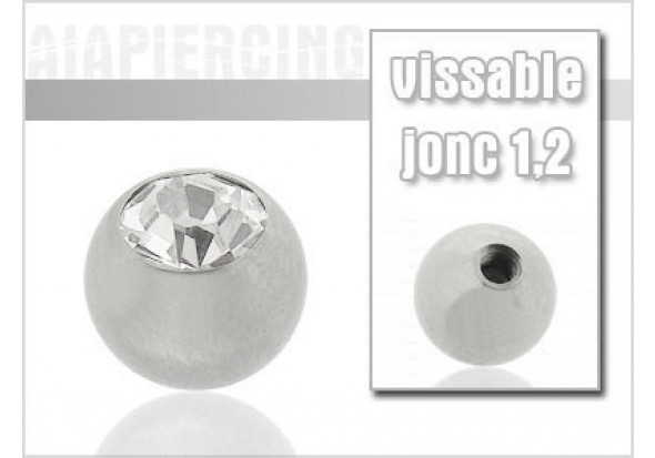 Piercing accessoire Bille cristal blanc 1.2mm