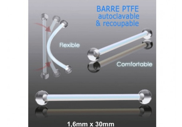 Barbell PTFE billes acrylique - 1,6 x 30mm