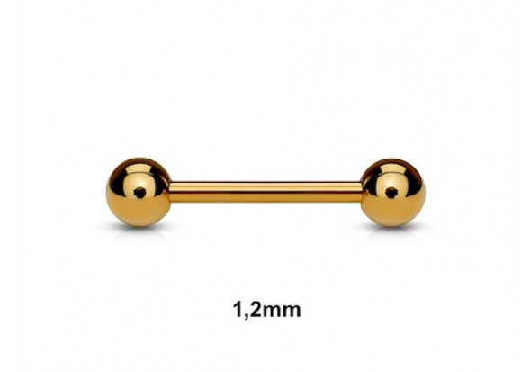 Piercing barbell plaqué or rose 1,2mm