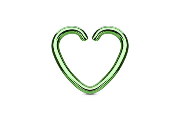 Piercing anneau coeur vert