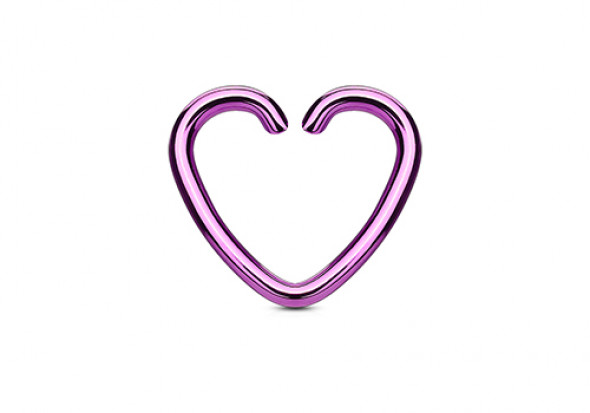 Piercing anneau coeur violet