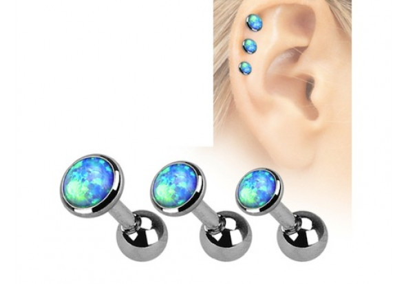 Piercing cartilage et helix Opale bleue