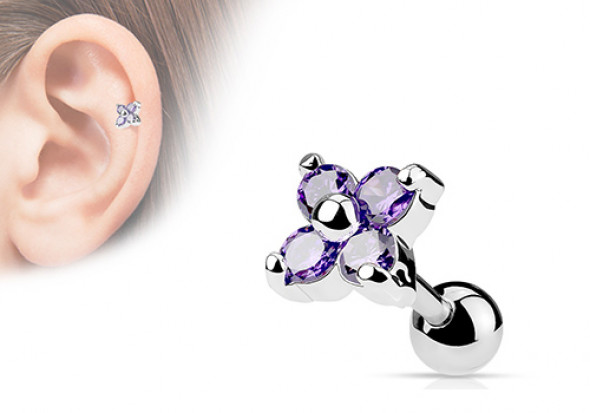 piercing cartilage : fleur violette