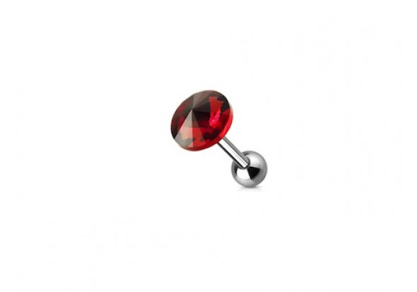 Piercing tragus ou cartilage cristal rouge