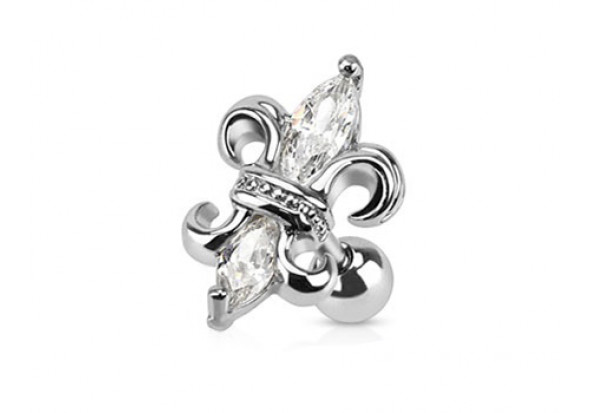 Piercing cartilage fleur de lys blanche