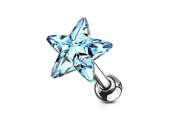 Piercing cartilage étoile cristal bleu