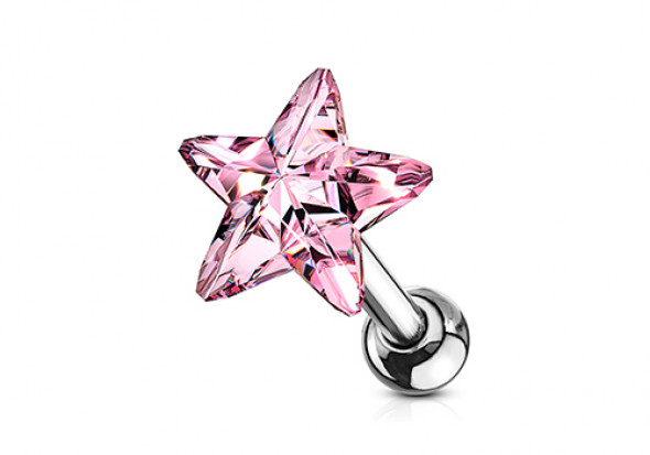 Piercing cartilage étoile cristal rose