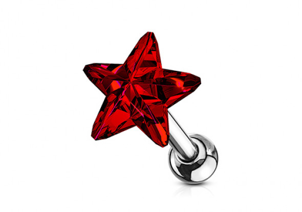 Piercing cartilage étoile cristal rouge