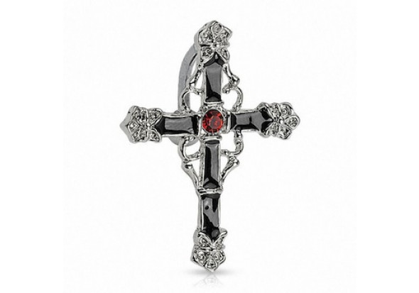 Piercing de nombril croix inversé