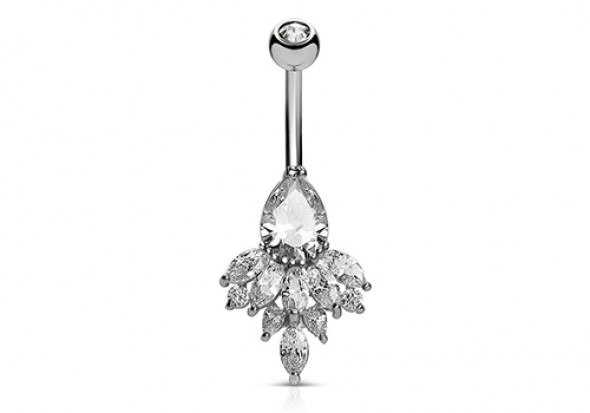 Piercing de ventre fleur et strass