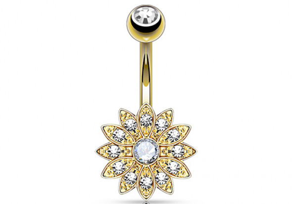 Piercing de ventre soleil plaqué or