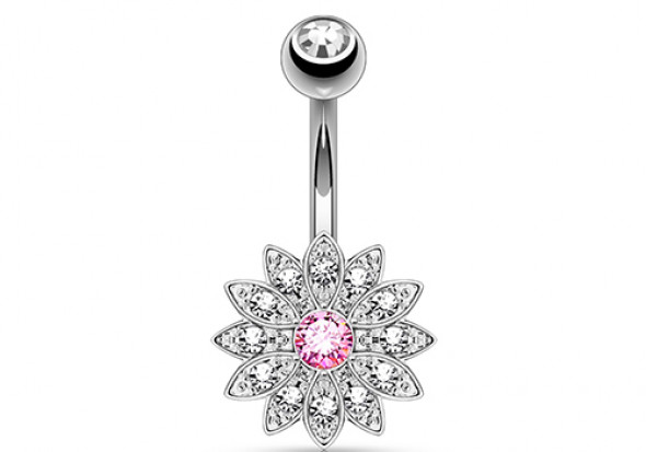 Piercing de ventre soleil rose