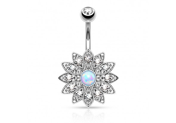 Piercing de ventre soleil opalite 