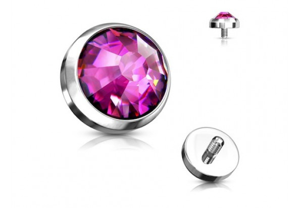 Piercing Microdermal cristal fushia titane