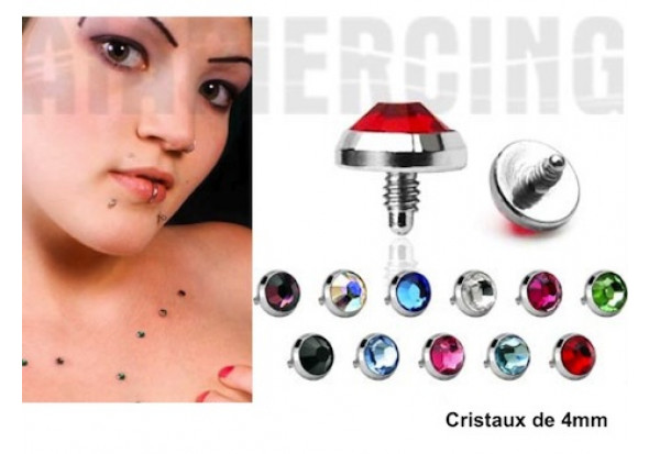 Piercing dermal strass 4mm