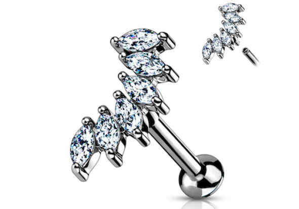 Piercing hélix 6 strass griffés 