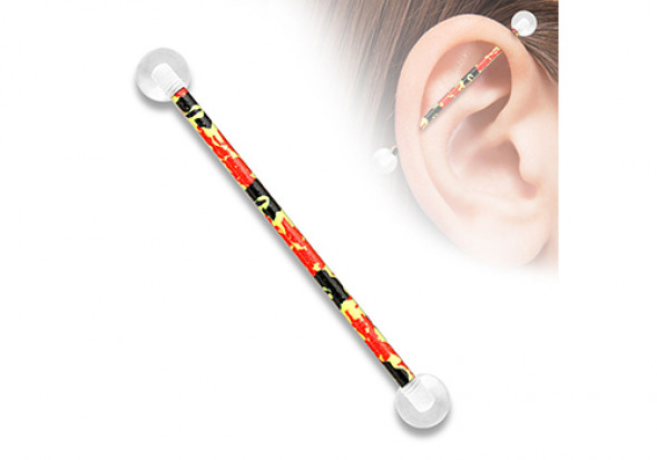 Piercing industriel coloré jaune rouge noir