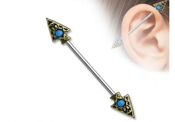 Piercing industriel double flèche tribal