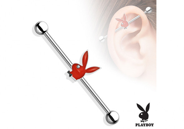 Piercing industriel lapin playboy rouge