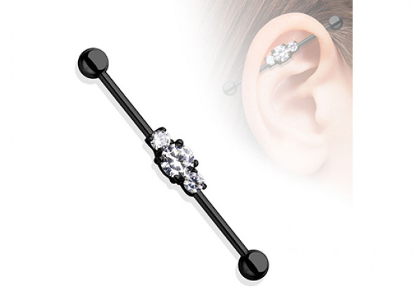 Piercing industriel blacline triples pierres