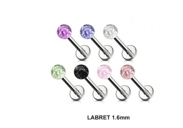 Piercing labret Labret 1.6mm paillettes