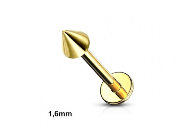 Piercing labret spike doré 1,6mm
