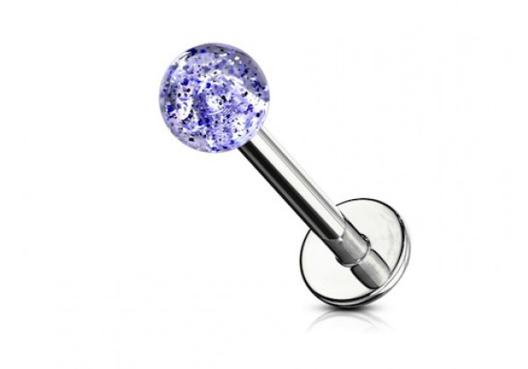 Piercing labret acrylique paillettes bleue