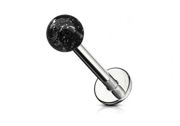 Piercing labret acrylique paillettes noire