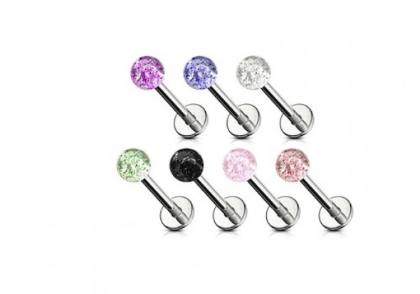 Piercing labret acrylique paillettes