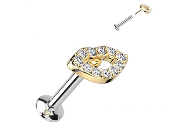 Piercing Labret bouche Push-In doré 