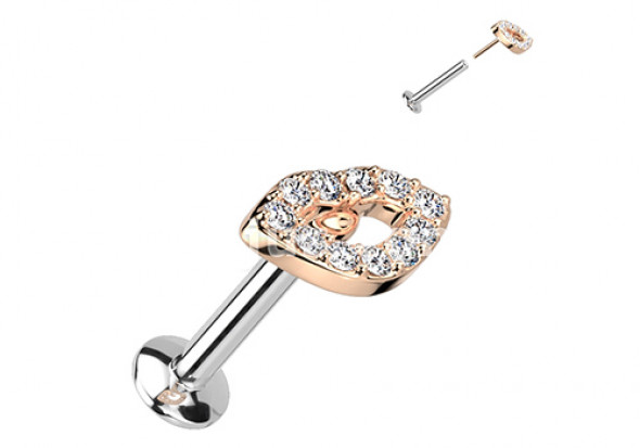 Piercing Labret bouche Push-In doré rose