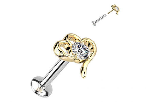 Piercing Labret coeur doré Push-In 