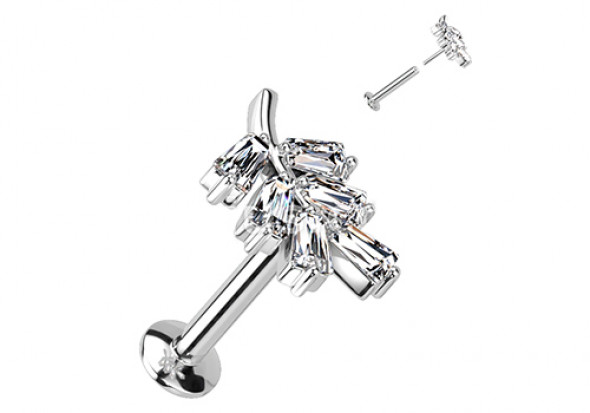 Piercing Labret feuille griffée Push-In