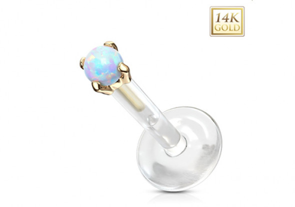 Piercing labret or jaune opalite blanche