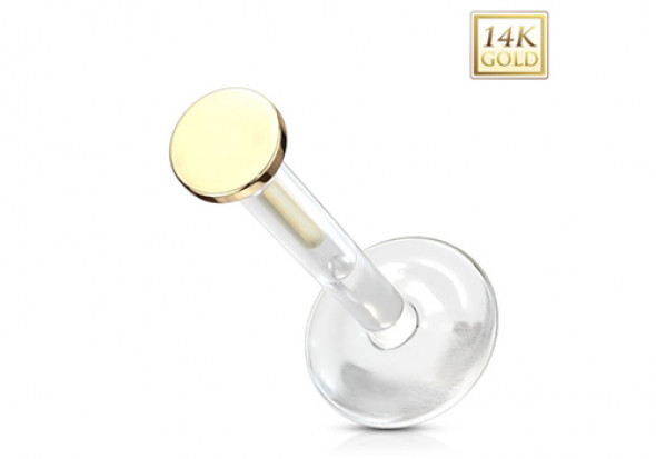 Piercing labret or JAUNE rond plat