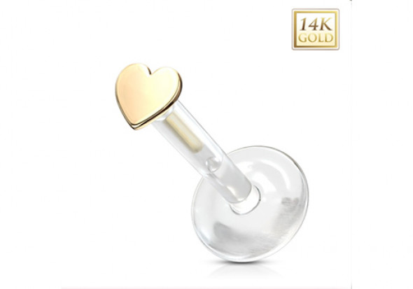 Piercing labret or jaune coeur plat