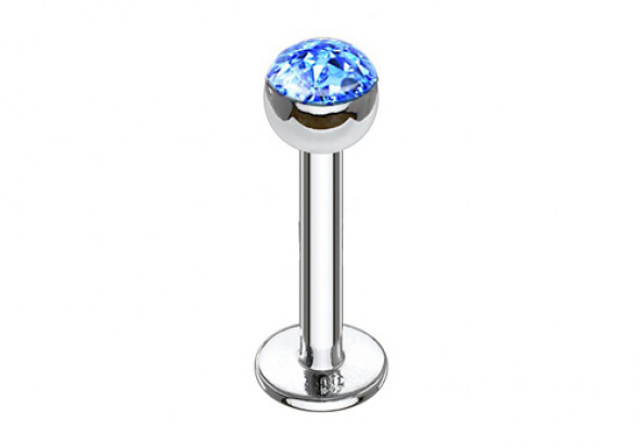 Piercing labret et helix swarovski bleu clair