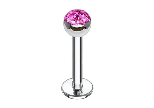 Piercing labret et helix swarovski fushia