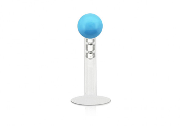 Piercing labret bille acrylique bleue claire