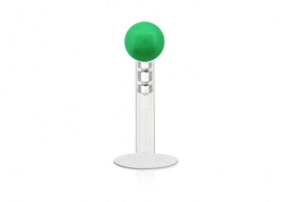 Piercing labret bille acrylique verte