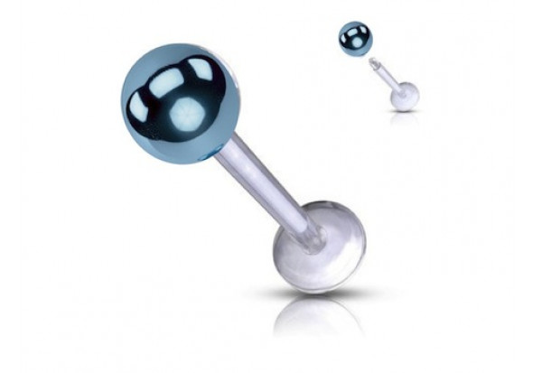 Piercing labret acrylique bille bleue