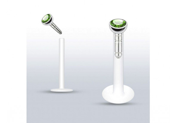 Piercing labret Madonna diamant vert 2mm 