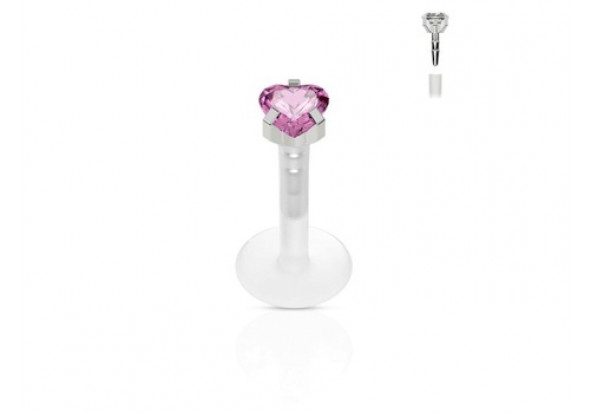 Piercing labret Madonna coeur griffé rose