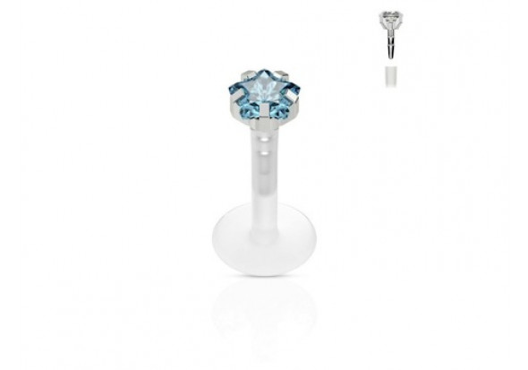 Piercing labret Madonna étoile griffée bleu