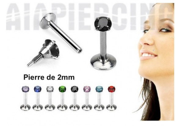 Piercing labret pierre ronde 2mm