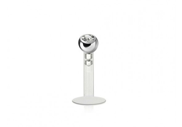 Piercing labret bioflex interne pierre blanche 