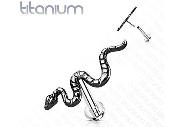 Piercing Labret serpent titane Push-In NOIR